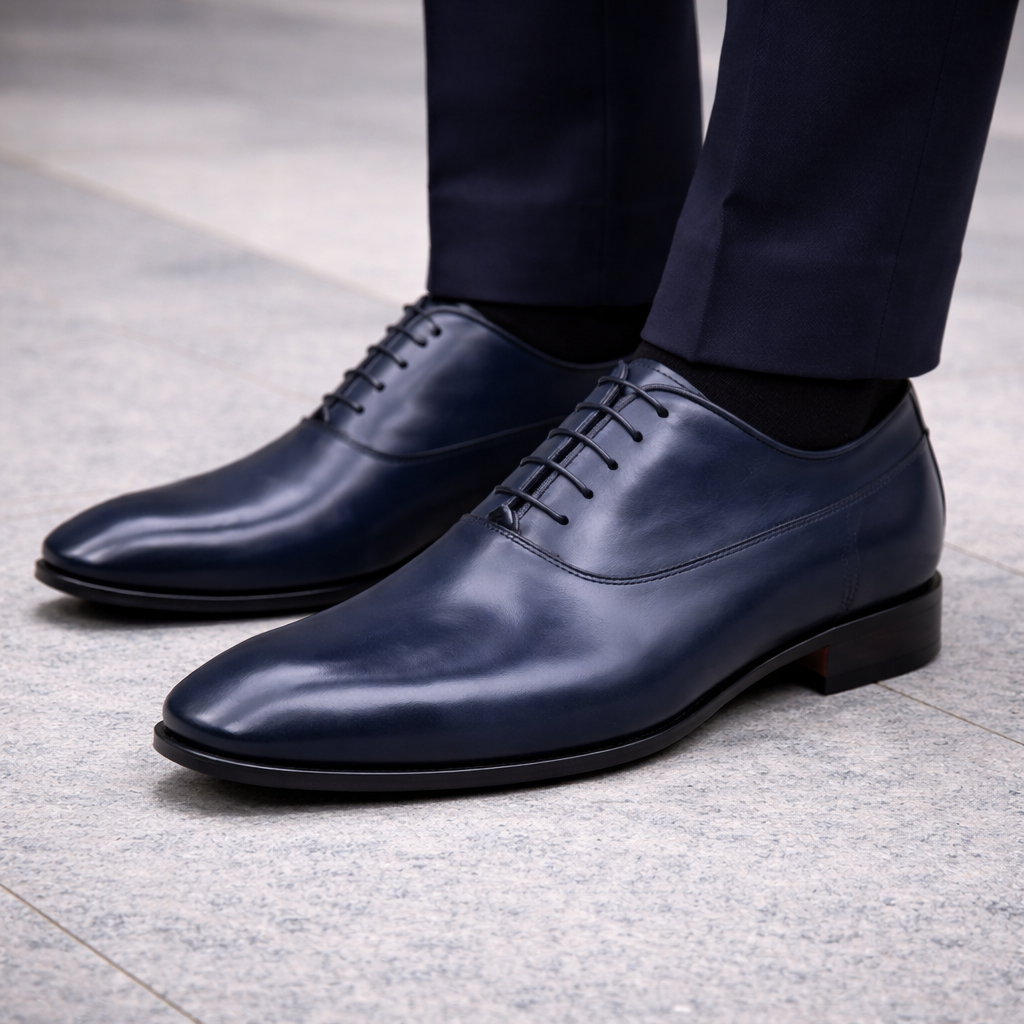 Francesina Oxford uomo in vitello crust pieno fiore pitturato a mano. Scarpa elegante Made in Italy con suola in cuoio e antiscivolo.