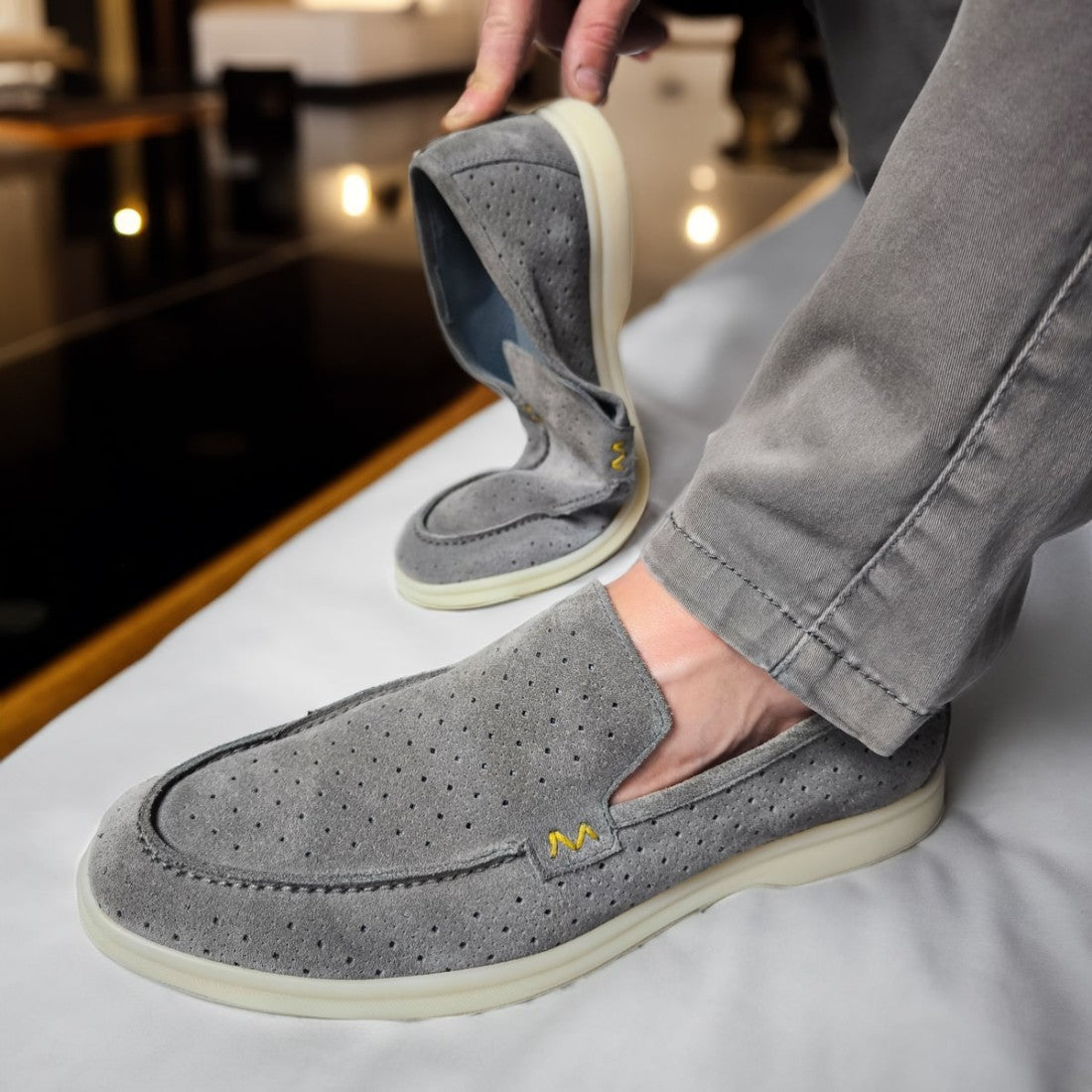 Capri Perforated Suede Grey