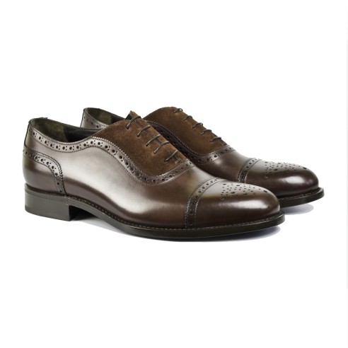 Oxford semi brogues shoes in leather for men